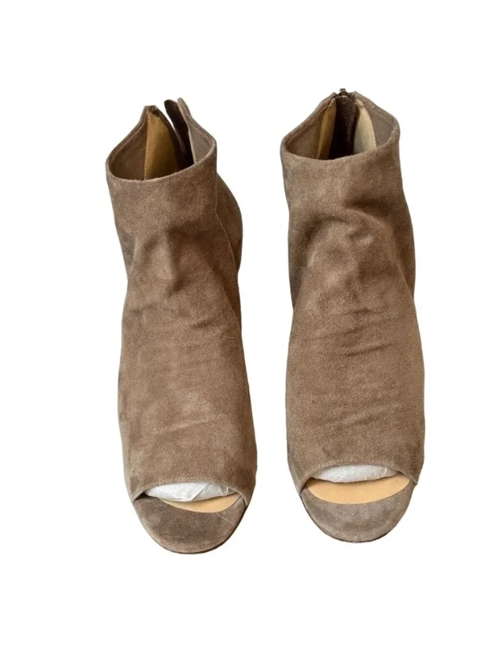 VAN ELi Women's Shoes Peep Toe Ankle Boots Beige Suede Size 8.5